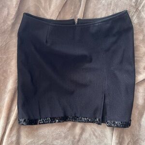 Glitter Hem Black Stretch Mini Skirt